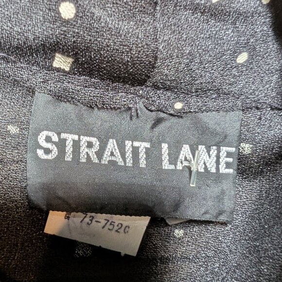 VINTAGE Strait Lane Black Polka Dot Midi Dress with Belt Size 12 - Picture 7 of 14